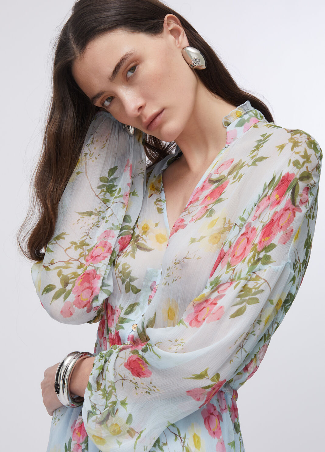 Short flowery dress floral light blue Liu Jo - large image number 4