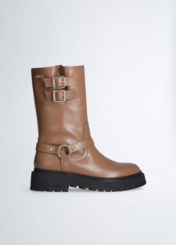 Bottines motardes en cuir marron Liu Jo - medium