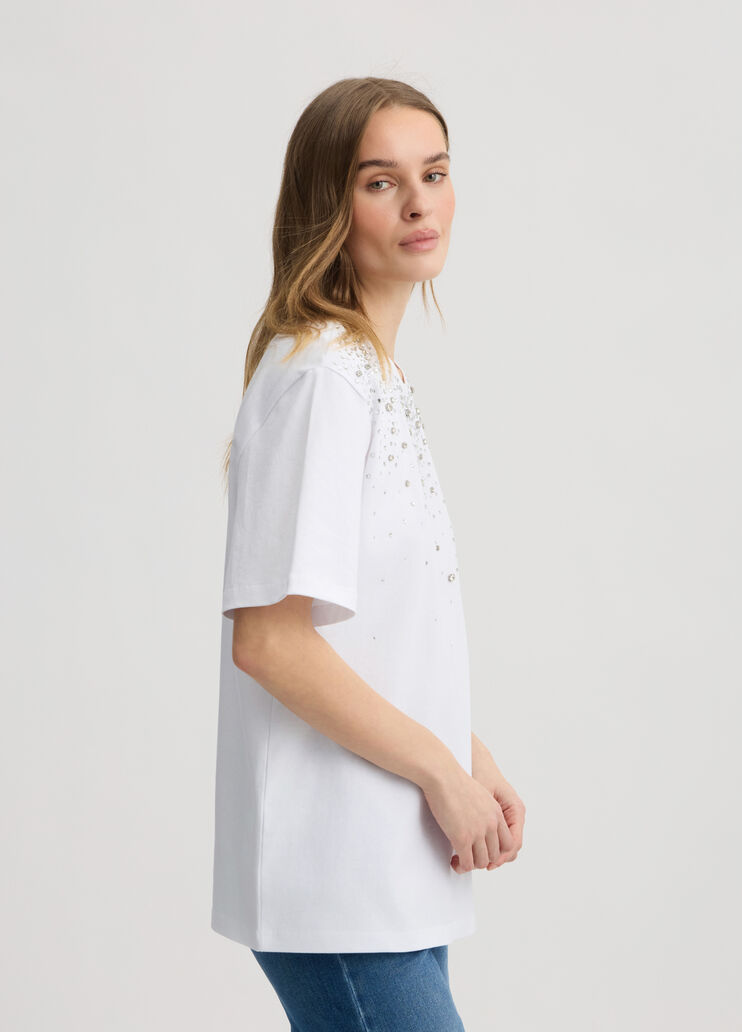 T-shirt with rhinestones and bezels white Liu Jo - large image number 3 T-shirt with rhinestones and bezels white Liu Jo - large image number 3