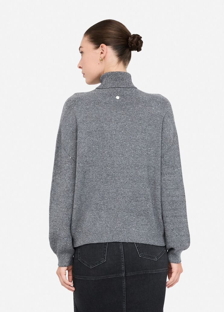 Rollkragenpullover mit Mini-Pailletten Grau Liu Jo - large image number 1 Rollkragenpullover mit Mini-Pailletten Grau Liu Jo - large image number 1
