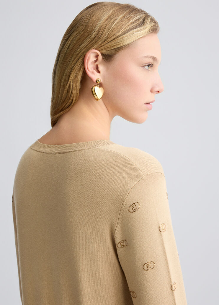 Top with logo and gemstones beige Liu Jo - large image number 4 Top with logo and gemstones beige Liu Jo - large image number 4