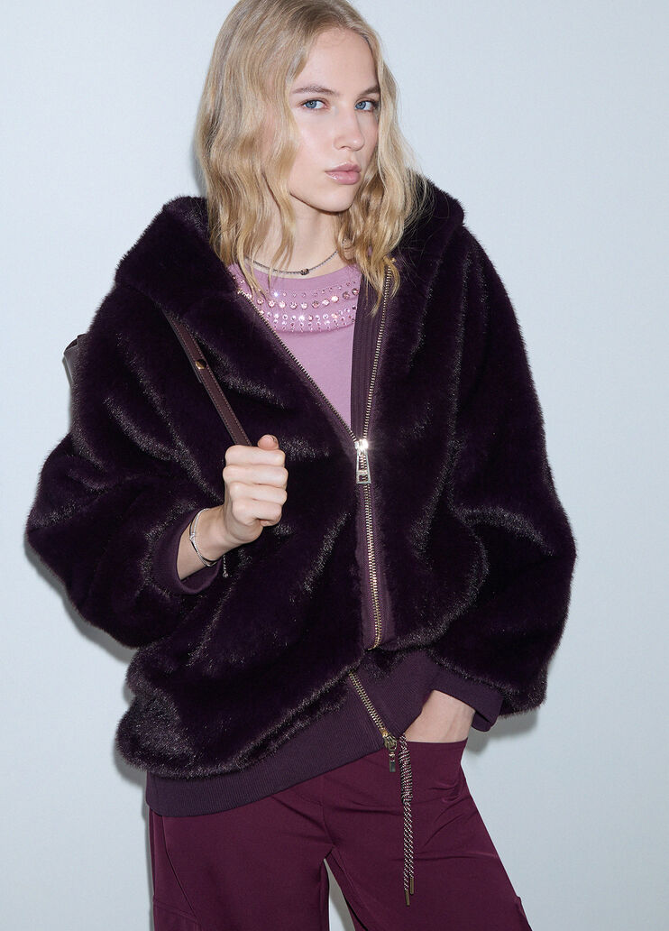 Oversized Teddy Jacket aubergine Liu Jo - medium