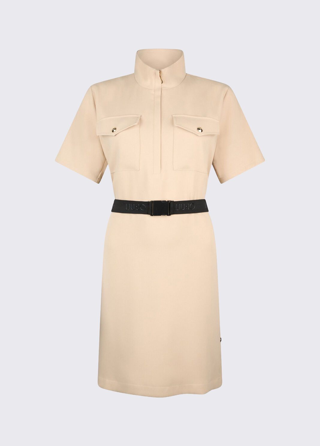 Robe courte ceintur&eacute;e beige Liu Jo - large image number 6