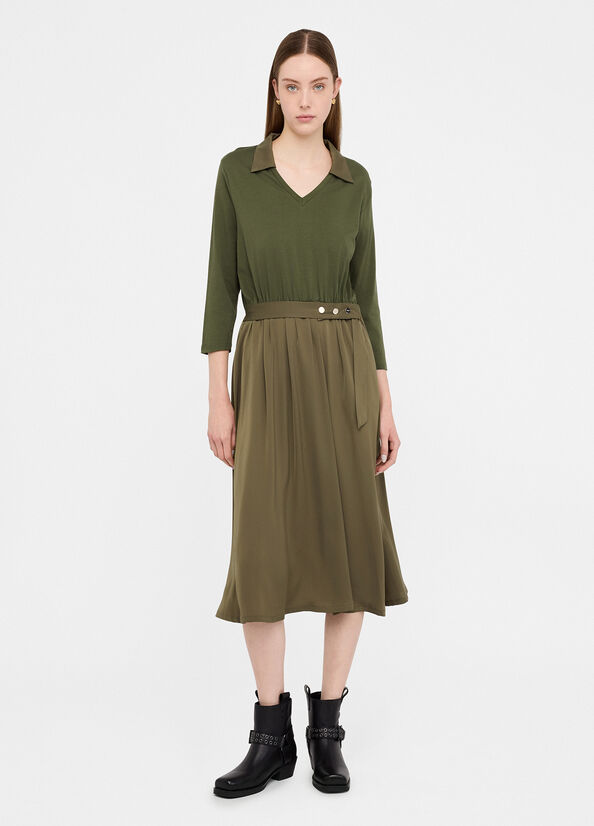 Abito midi con cintura verde militare Liu Jo - large image number 0