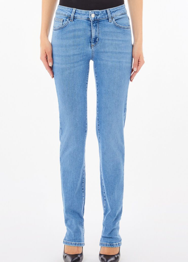 Vaqueros ce&ntilde;idos claros con strass denim azul claro Liu Jo - medium