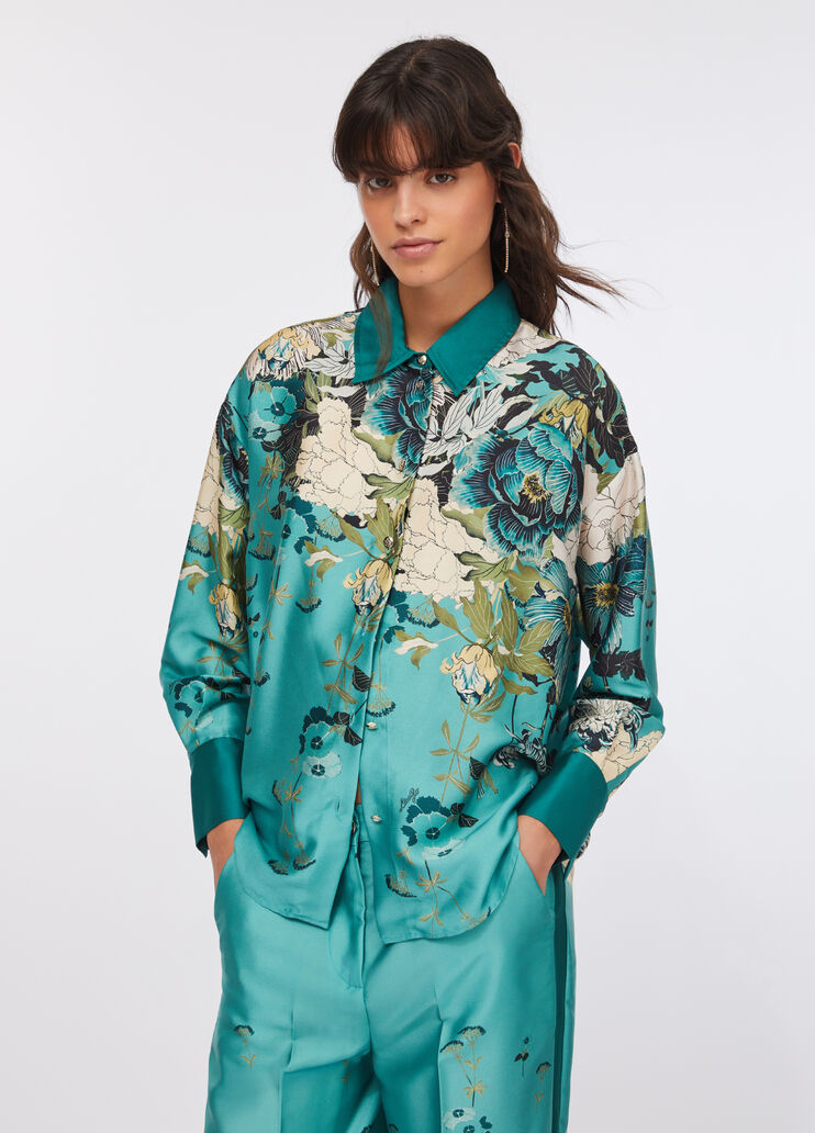 Printed twill shirt light blue Liu Jo - large image number 0