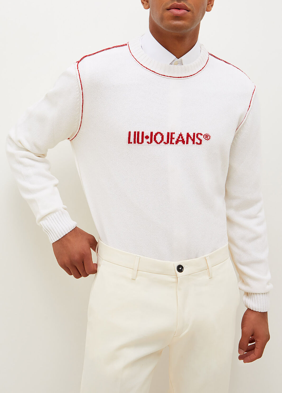 Pull avec logo en intarsia blanc Liu Jo - large image number 0