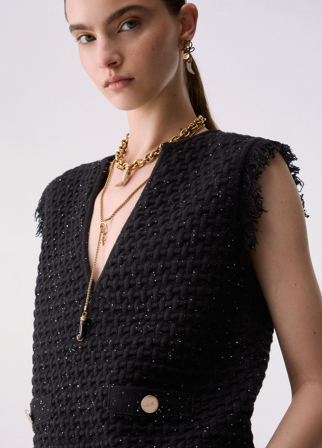Fringed Detail Waistcoat black Liu Jo - large image number 4