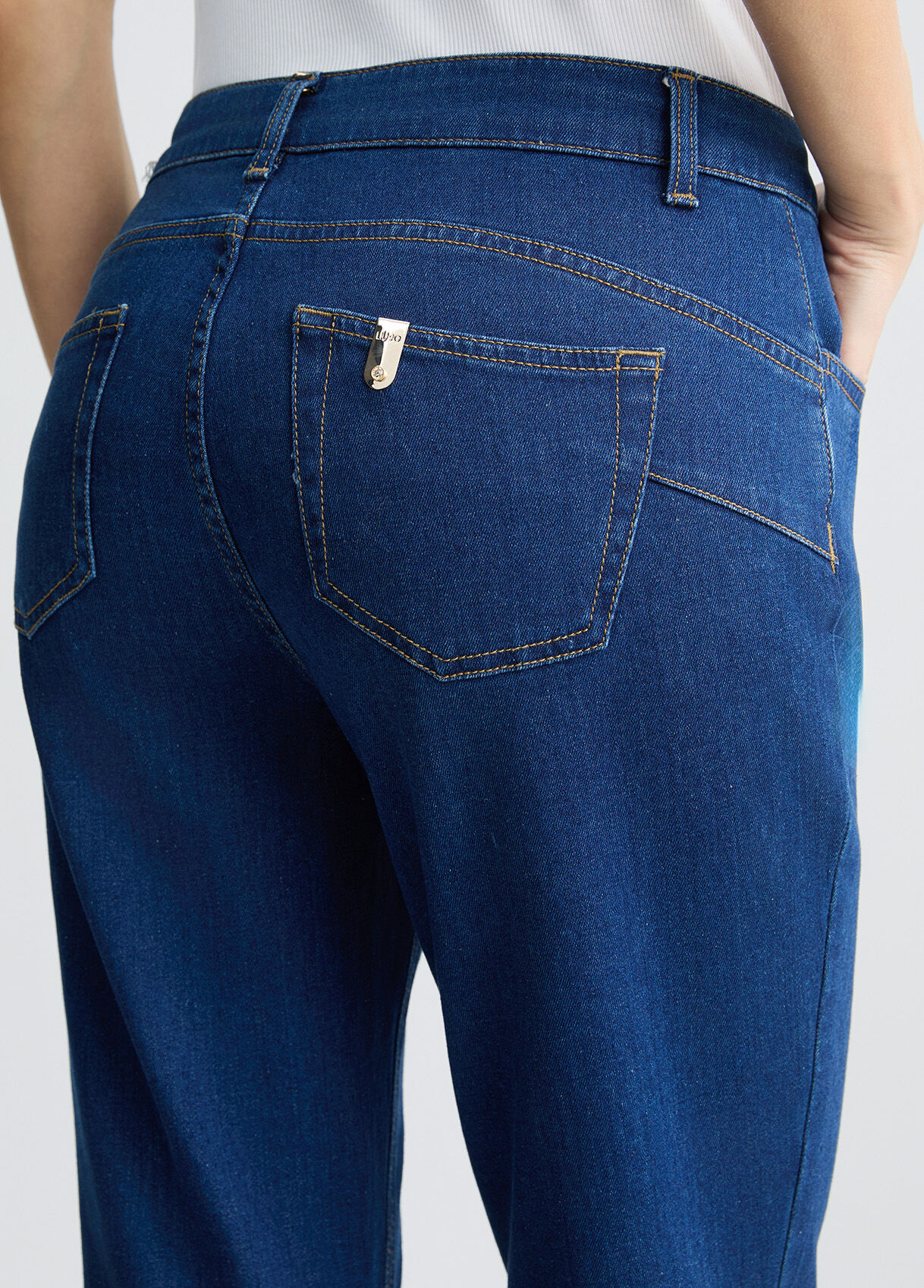 Bootcut jeans with rhinestones colour Blue denim | Liu Jo
