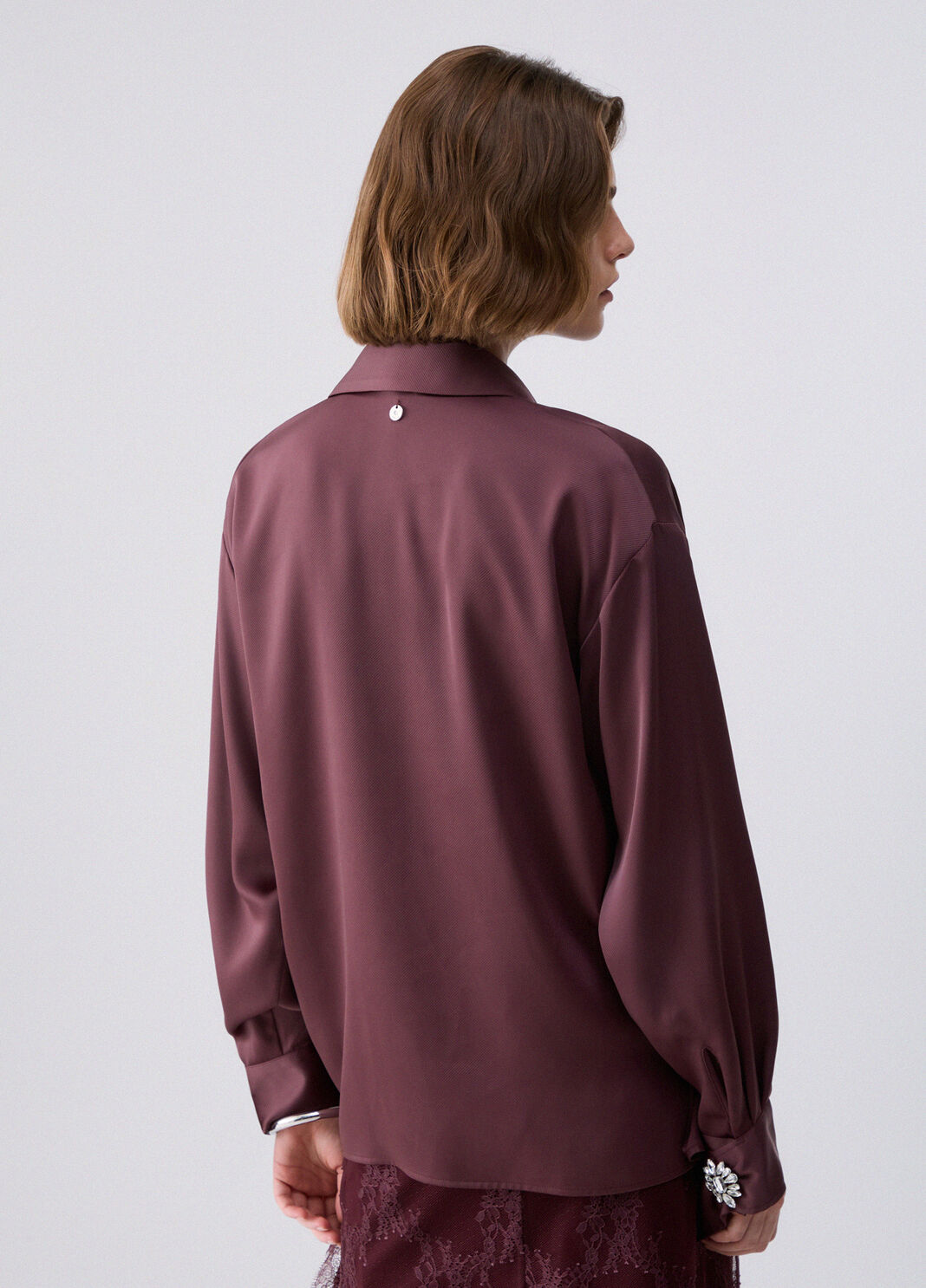 Blouse en satin bordeaux Liu Jo - large image number 1
