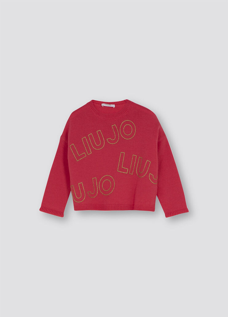 Fuchsia jumper with logo pink/gold Liu Jo - large image number 0
