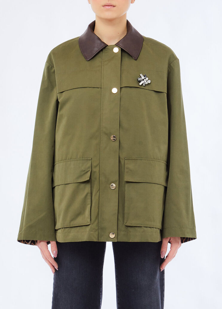 Jacket with bejewelled embroidery military green Liu Jo - medium