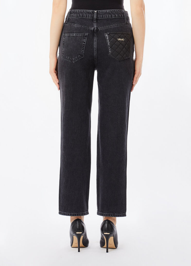 Straight-Jeans mit hohem Bund Denim-Schwarz Liu Jo - medium