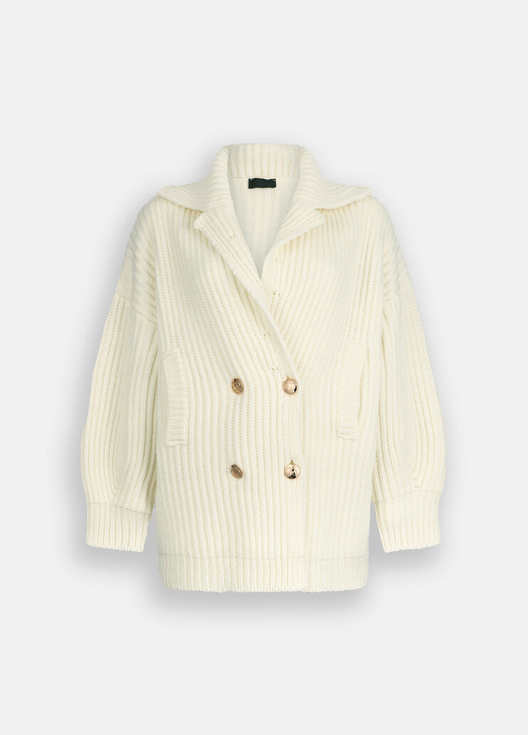 Wool knit coat white Liu Jo - large image number 6