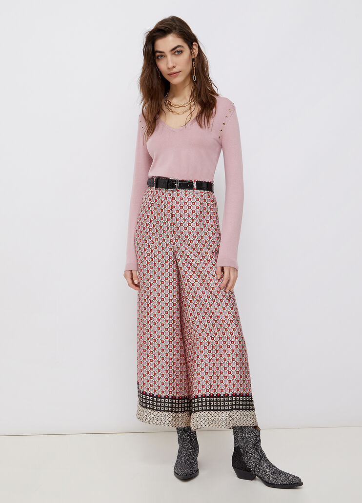 Sweater with metal eyelets powder pink Liu Jo - large image number 3 Sweater with metal eyelets powder pink Liu Jo - large image number 3