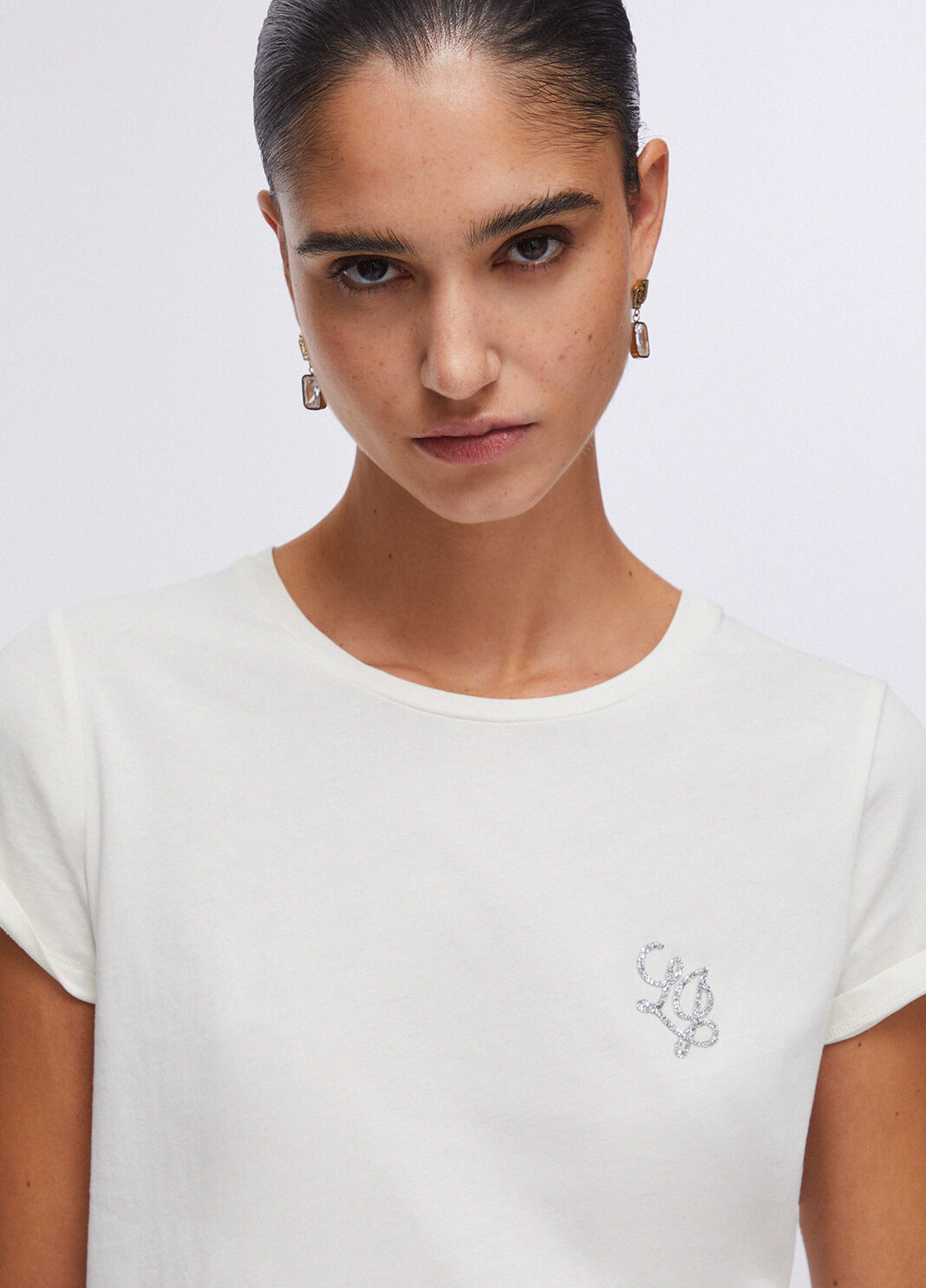 Футболка со стразами белый LJ Liu Jo - large image number 4