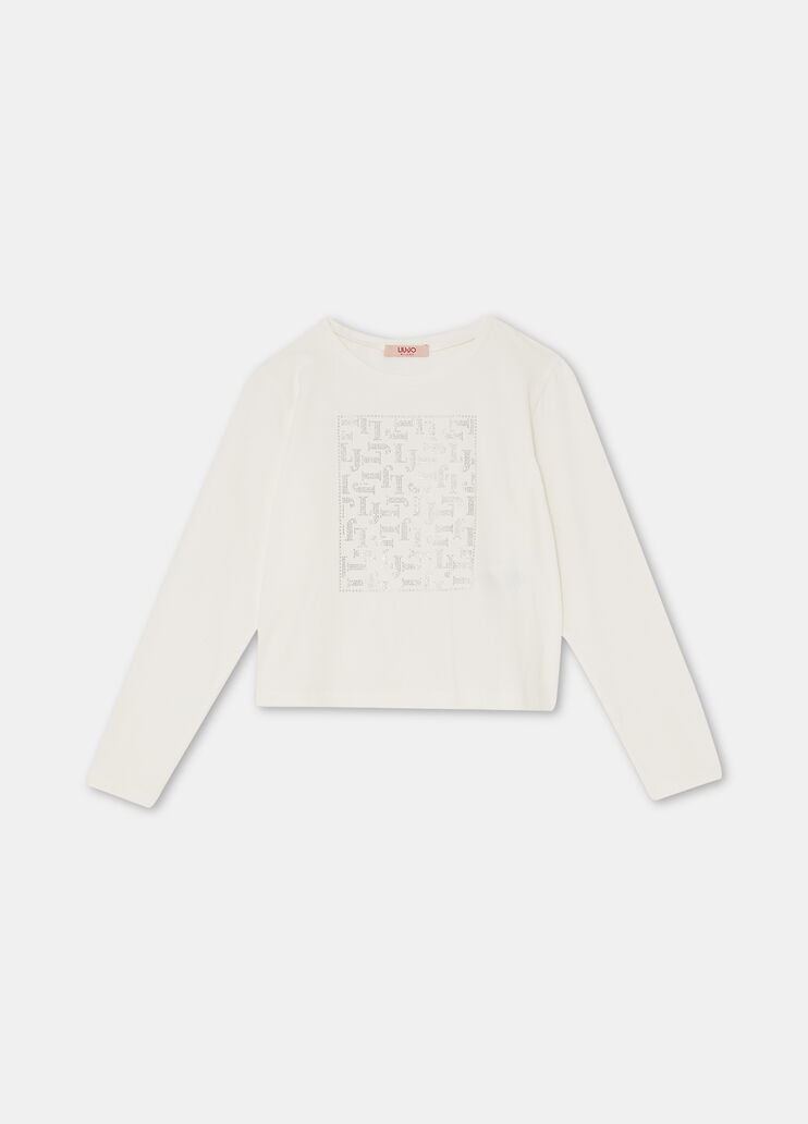 Футболка с длинным рукавом и логотипом белый/LJ Liu Jo - large image number 2