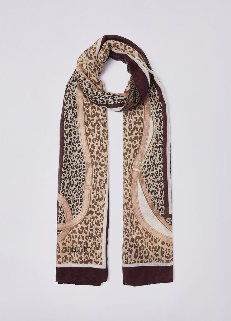 Stole animal-print with cinturini aubergine Liu Jo - medium