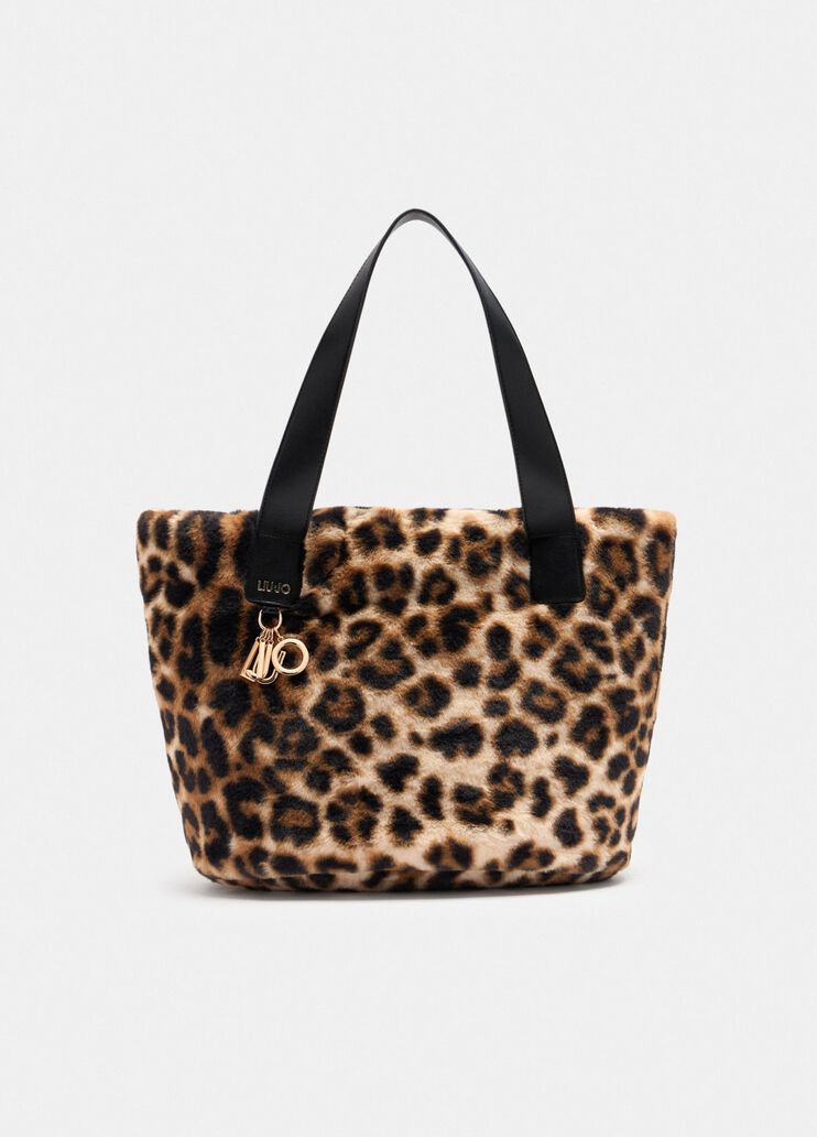 Sac hobo grand format en imitation fourrure tachet&eacute; Liu Jo - medium