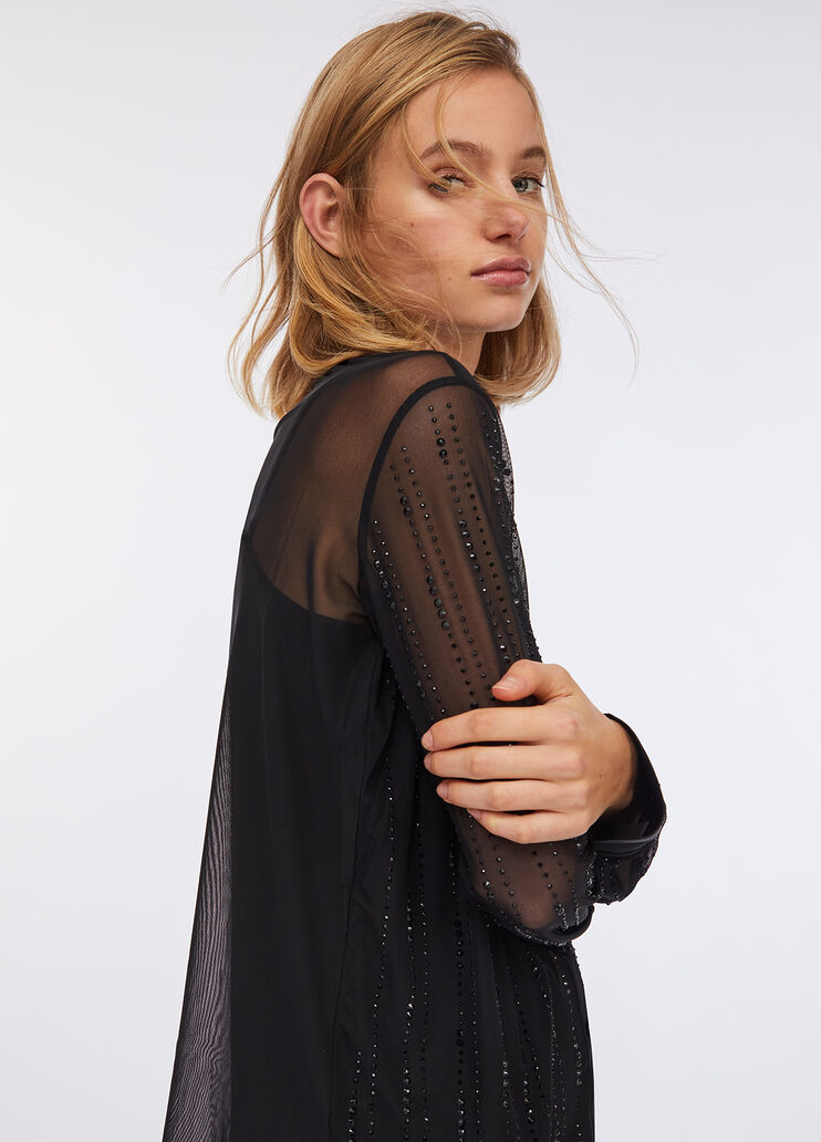 Tulle shirt with gemstones black Liu Jo - large image number 3 Tulle shirt with gemstones black Liu Jo - large image number 3