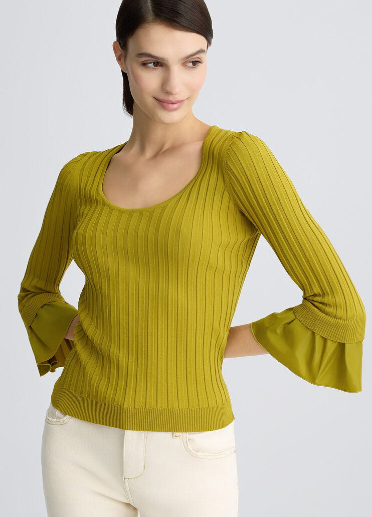 Jumper with flounced sleeves avocado Liu Jo - medium Jumper with flounced sleeves avocado Liu Jo - medium