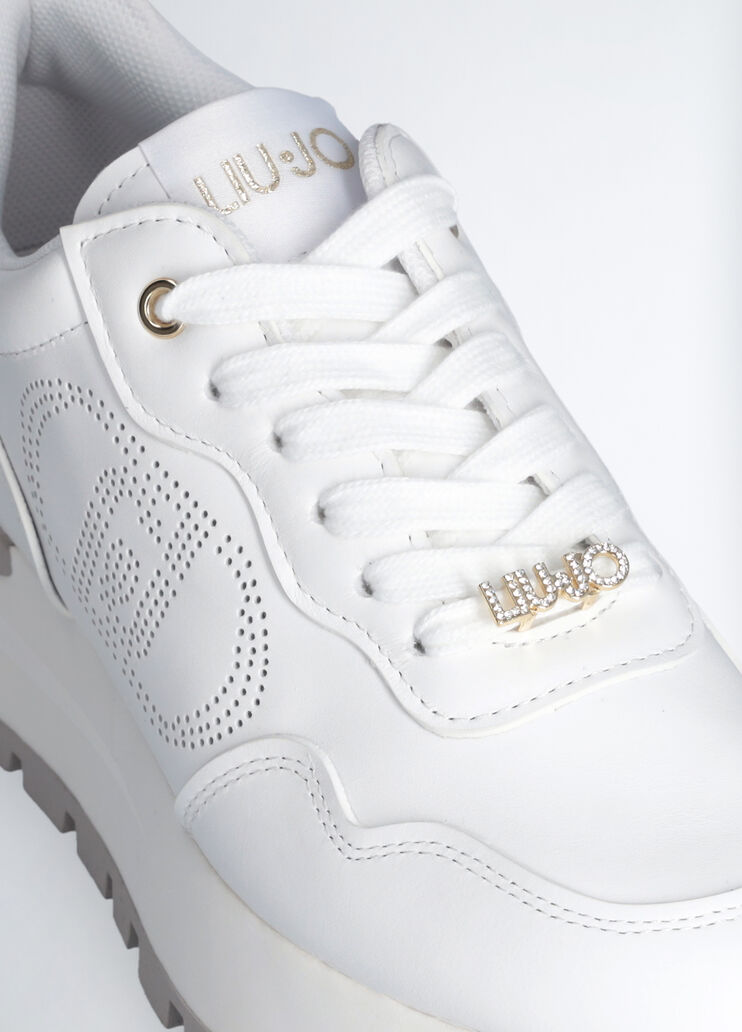 Leather sneakers with openwork logo white Liu Jo - medium Leather sneakers with openwork logo white Liu Jo - medium