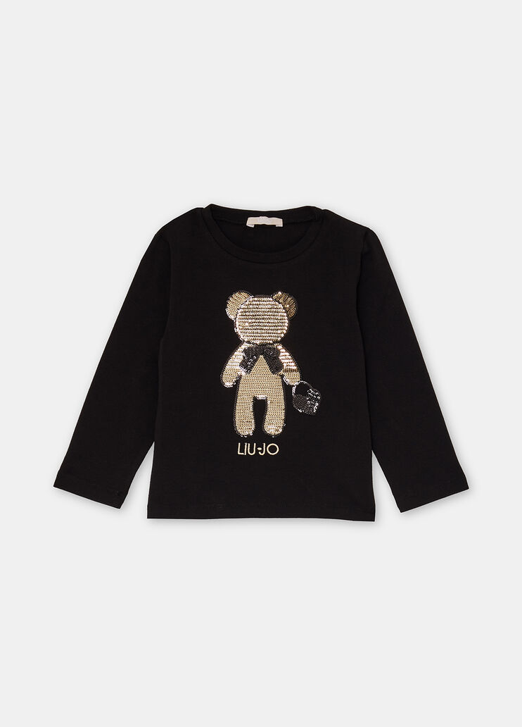 Cotton T-shirt with sequins black Liu Jo - large image number 2 Cotton T-shirt with sequins black Liu Jo - large image number 2