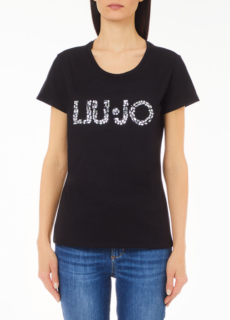 T-shirt with logo and gemstones black Liu Jo - medium T-shirt with logo and gemstones black Liu Jo - medium