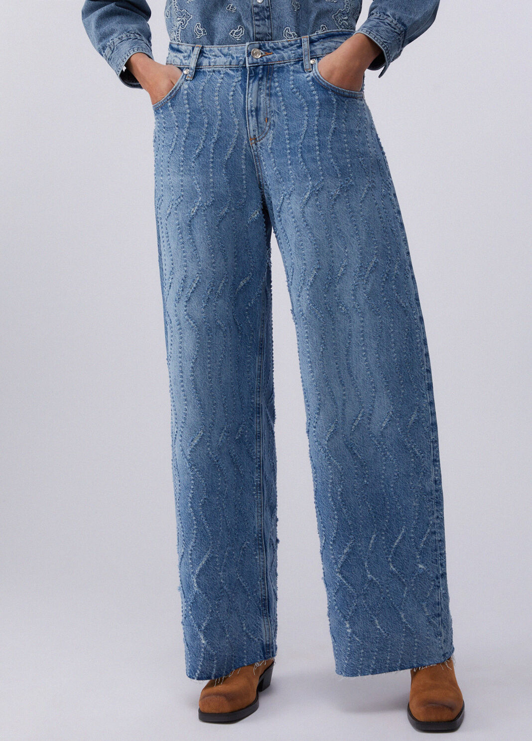 Flared jeans with laser-etched details medium wash denim Liu Jo - large image number 0