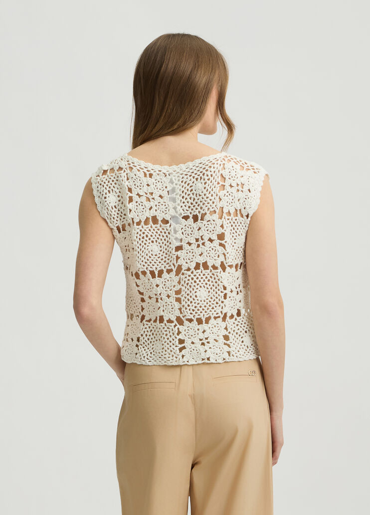 Crochet knit top white wool Liu Jo - large image number 1 Crochet knit top white wool Liu Jo - large image number 1