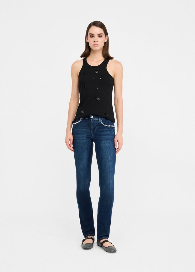 Slim jeans with gemstones dark blue denim Liu Jo - medium Slim jeans with gemstones dark blue denim Liu Jo - medium