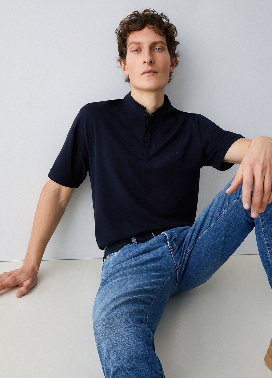 Pique polo-shirt with Mandarin collar dark blue Liu Jo - large image number 3