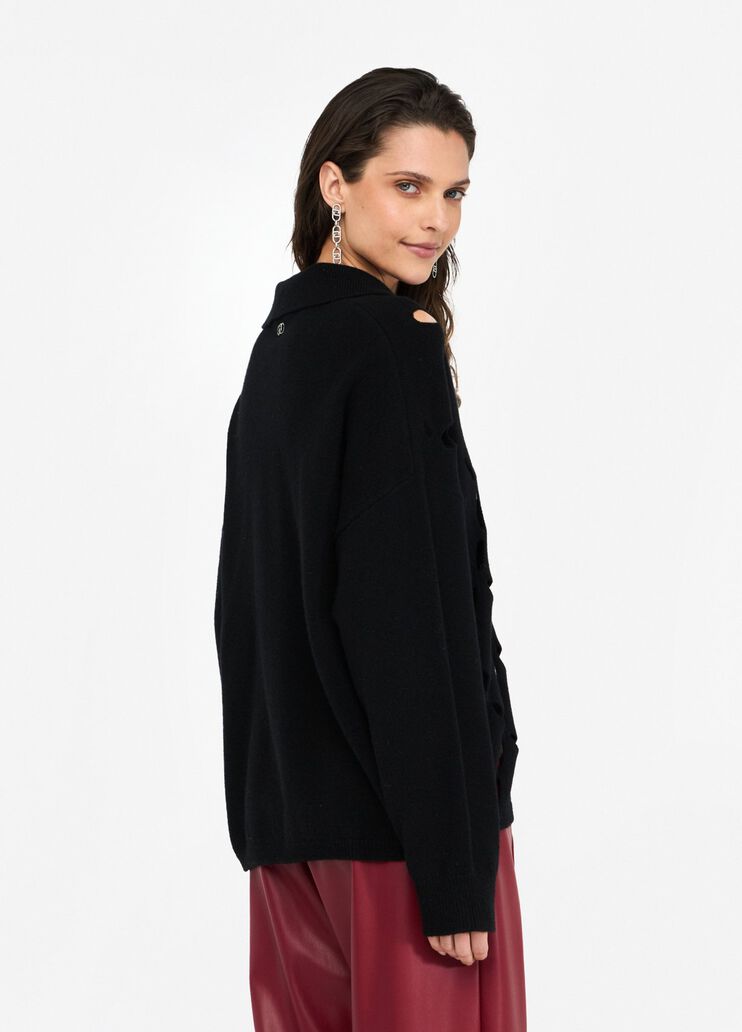 100% wool jumper with bejewelled embroidery black Liu Jo - large image number 1 100% wool jumper with bejewelled embroidery black Liu Jo - large image number 1