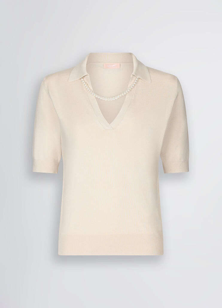 Top with necklace light beige Liu Jo - large image number 6 Top with necklace light beige Liu Jo - large image number 6