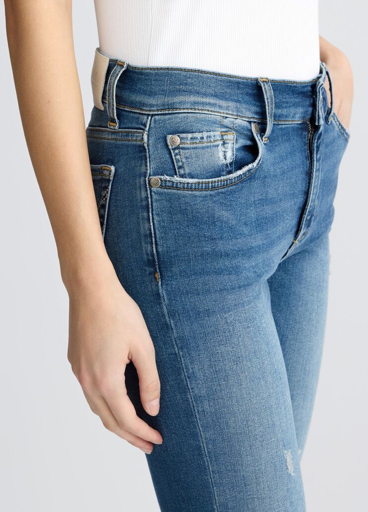 Blue bell-bottom jeans with rhinestones dark denim Liu Jo - large image number 4 Blue bell-bottom jeans with rhinestones dark denim Liu Jo - large image number 4