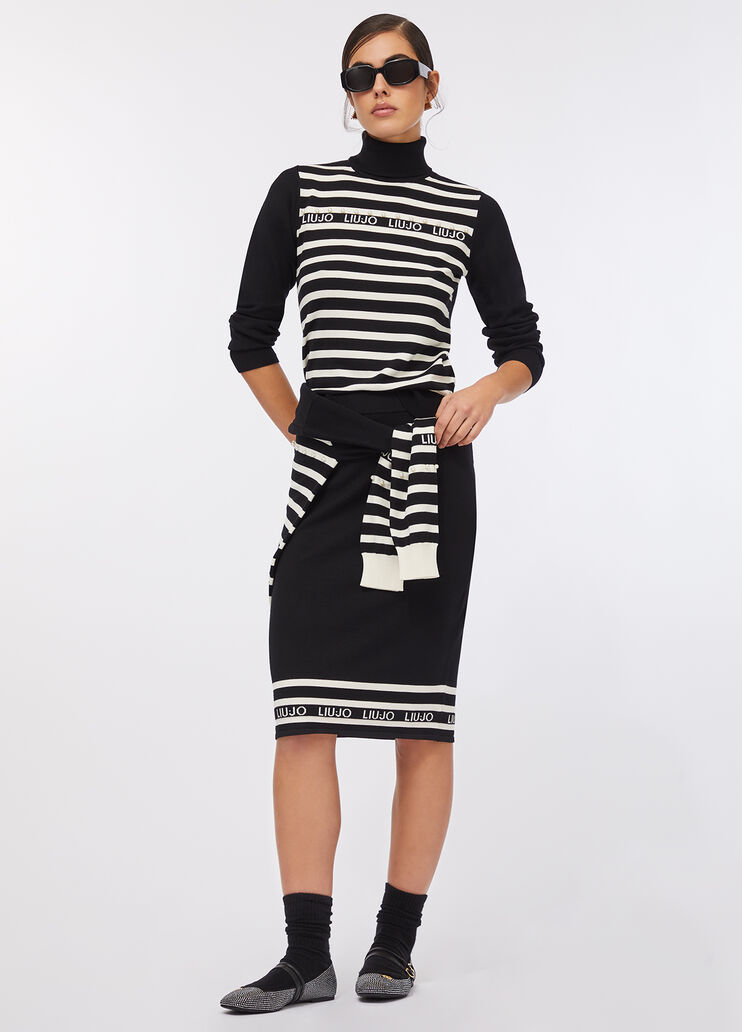 Jersey de cuello alto a rayas negro Liu Jo - large image number 5