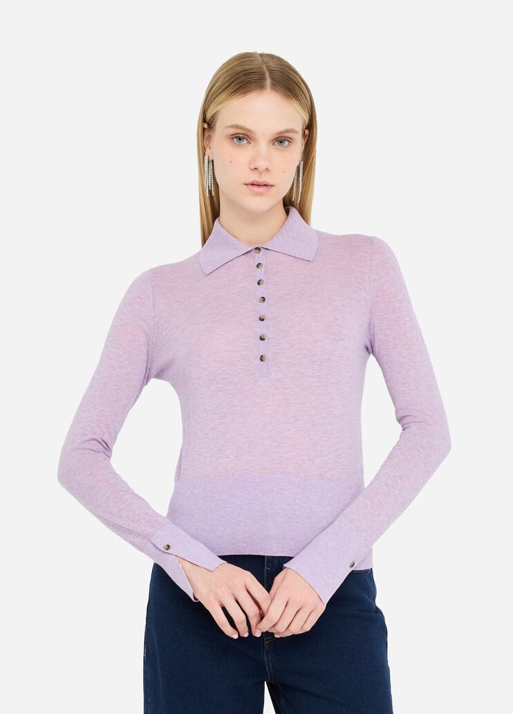 Cotton and cashmere polo shirt lilac Liu Jo - large image number 0 Cotton and cashmere polo shirt lilac Liu Jo - large image number 0