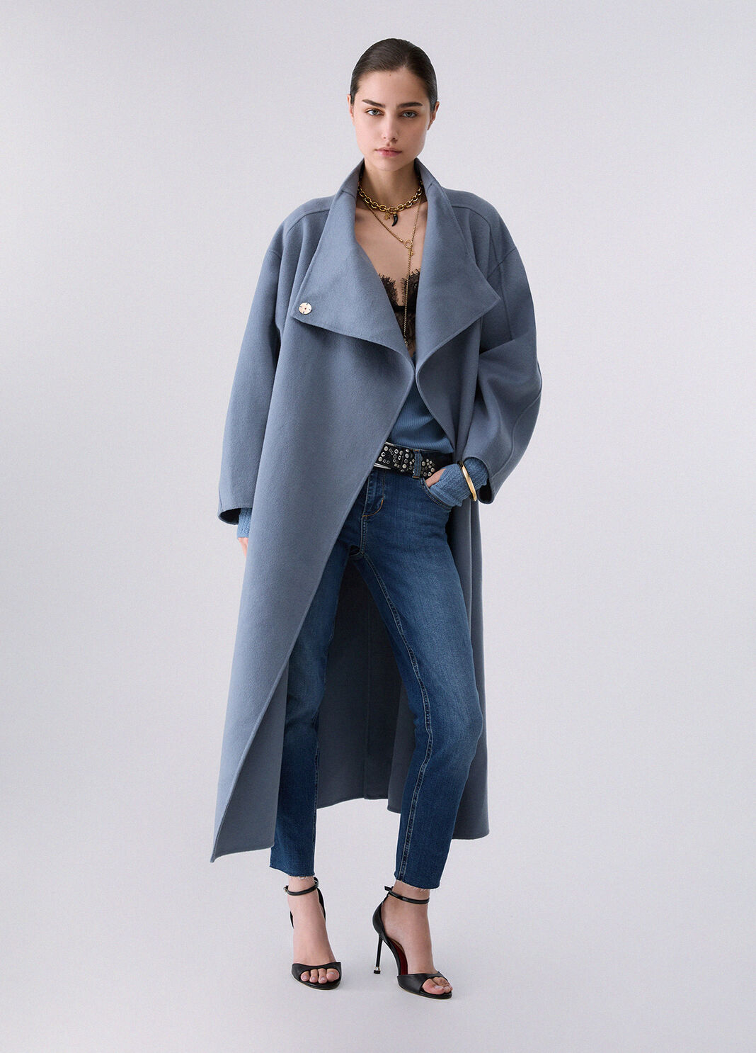 Cappotto oversize in lana azzurro Liu Jo - large image number 5