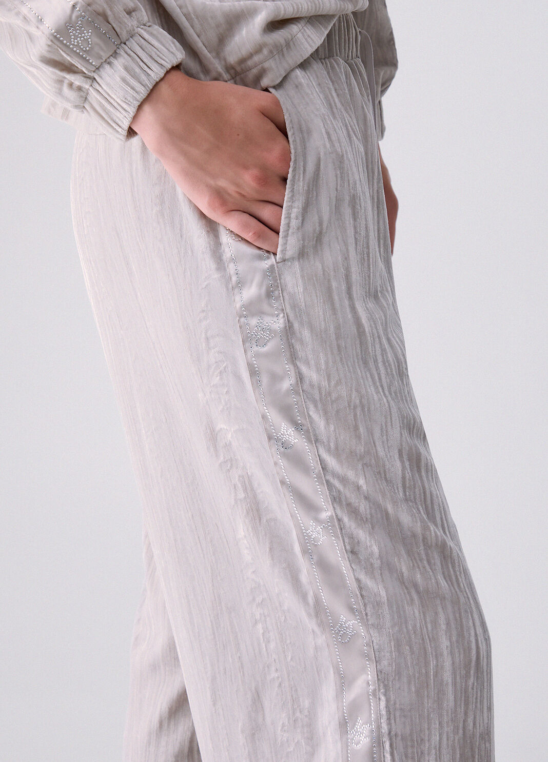 Crinkle Velvet Pants white Liu Jo - large image number 4