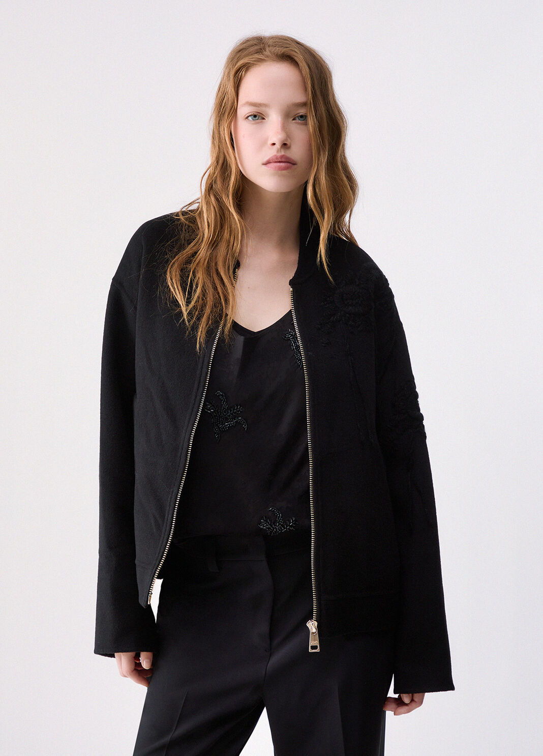 Bomberjacke aus Wolltuch double mit Stickerei schwarz Liu Jo - large image number 0