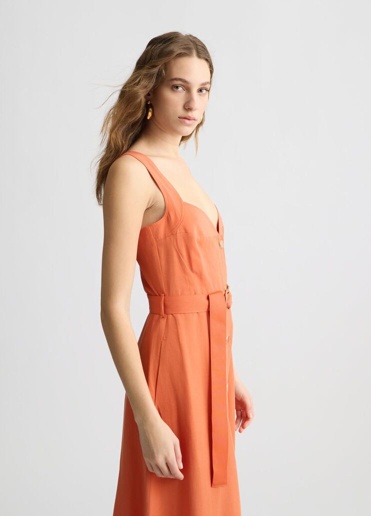 Linen dress with belt terracotta Liu Jo - large image number 3 Linen dress with belt terracotta Liu Jo - large image number 3