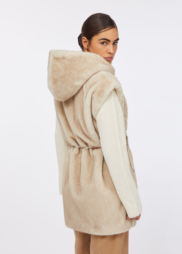 Gilet in teddy con cappuccio beige Liu Jo - large image number 1