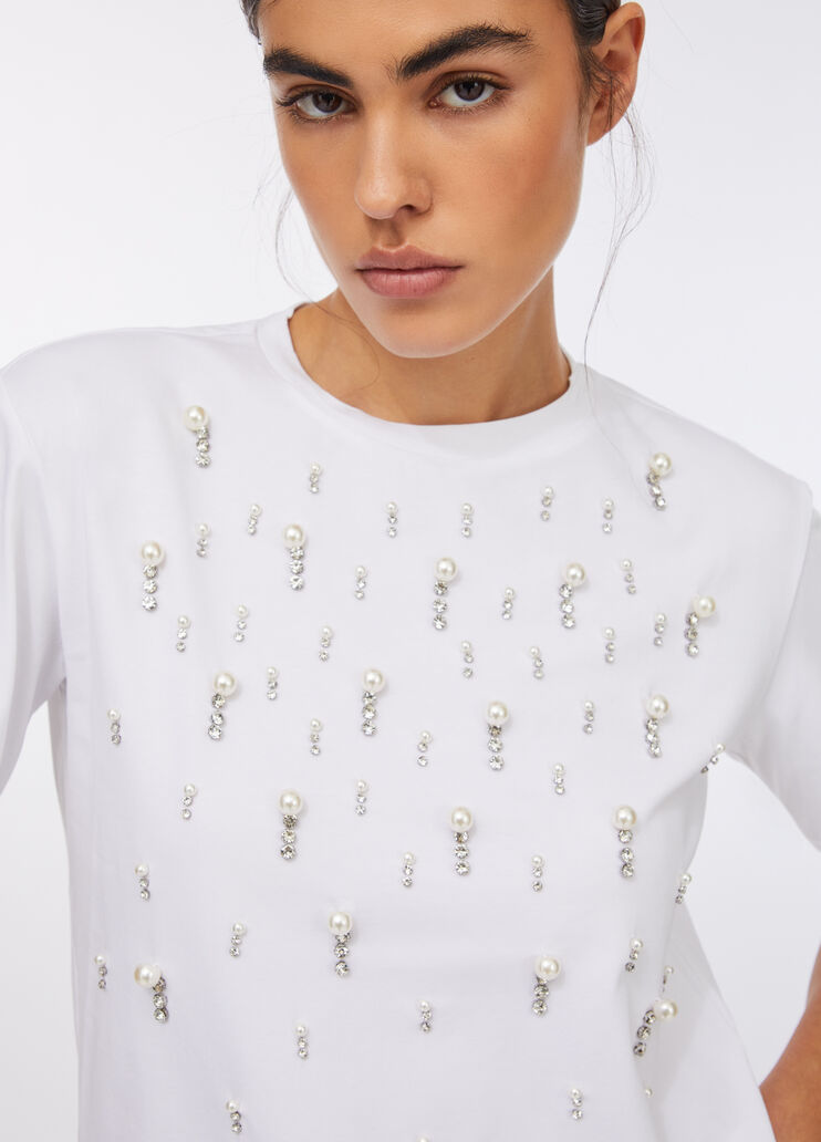 T-shirt with pearls and rhinestones white Liu Jo - large image number 2