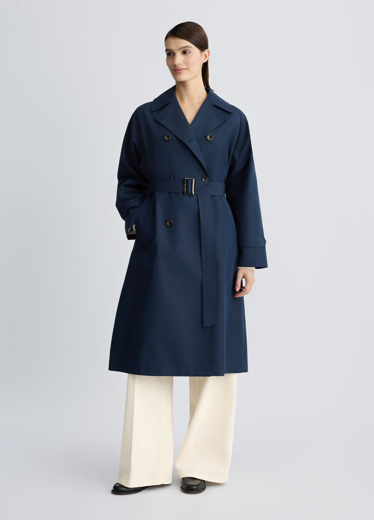 Double-breasted trenchcoat with belt blue Liu Jo - large image number 0 Double-breasted trenchcoat with belt blue Liu Jo - large image number 0