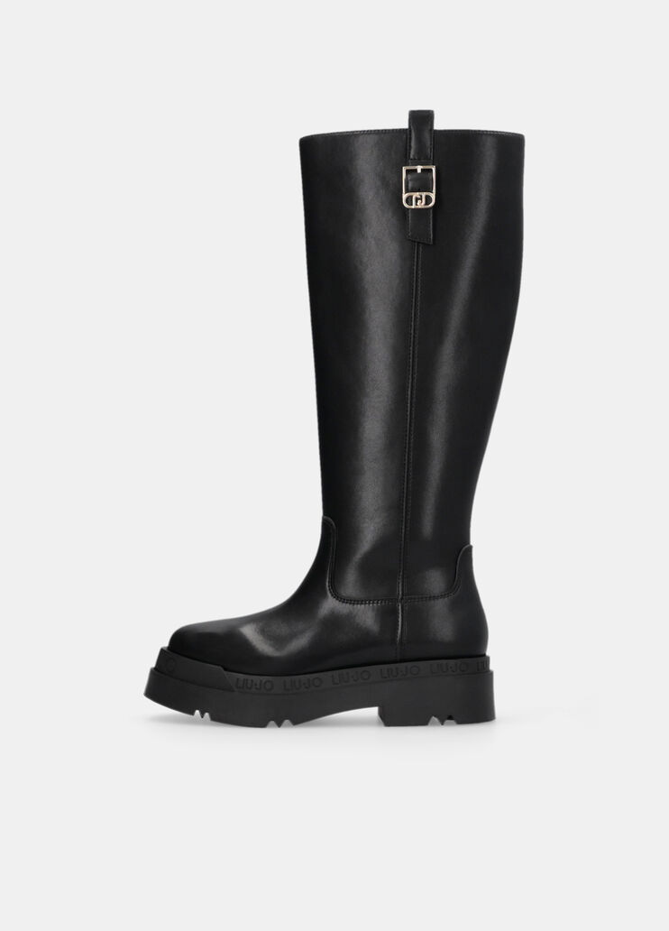 Knee-high leather boots black Liu Jo - large image number 4 Knee-high leather boots black Liu Jo - large image number 4