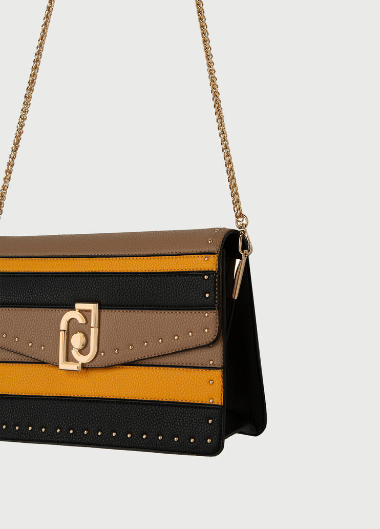 Сумка через плечо с заклёпками Чёрный/жёлтый/коричневато-серый Liu Jo - large image number 4