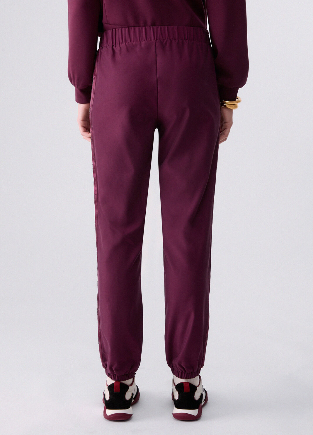 Jogging pants with logo tape aubergine Liu Jo - large image number 1