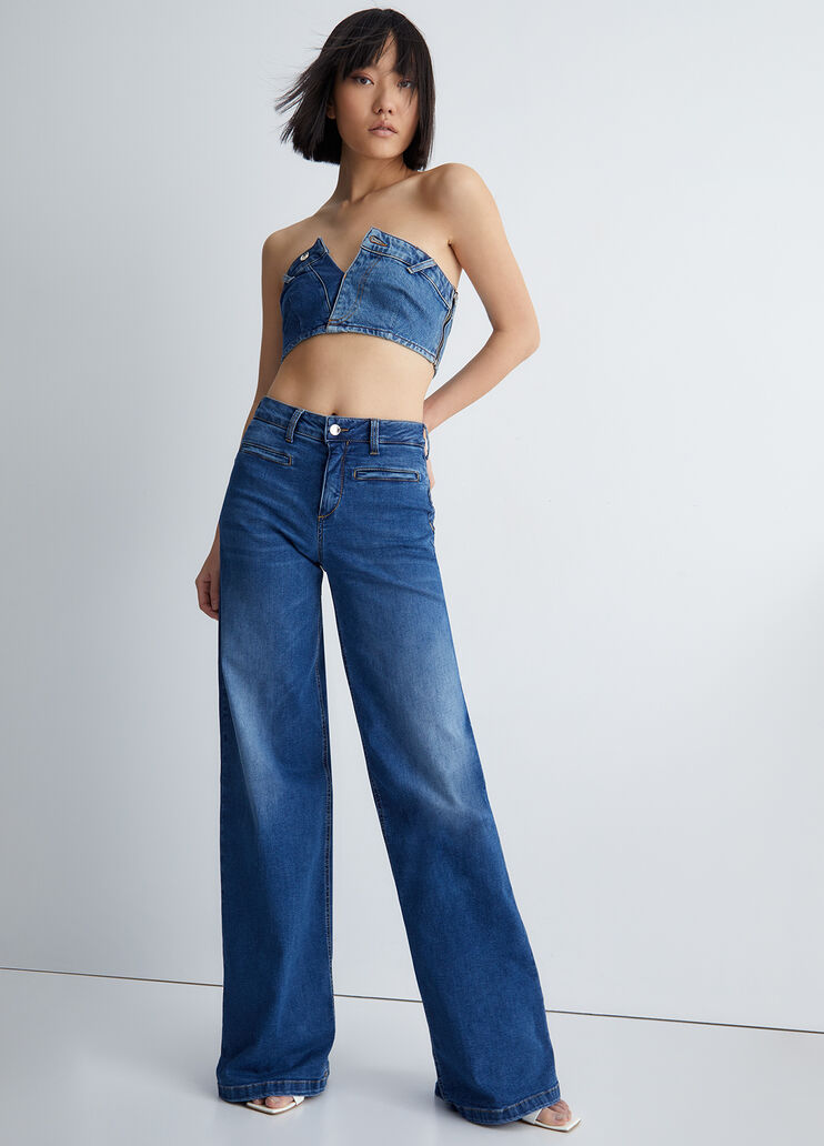 Eco-friendly flared jeans dark denim Liu Jo - look Eco-friendly flared jeans dark denim Liu Jo - look