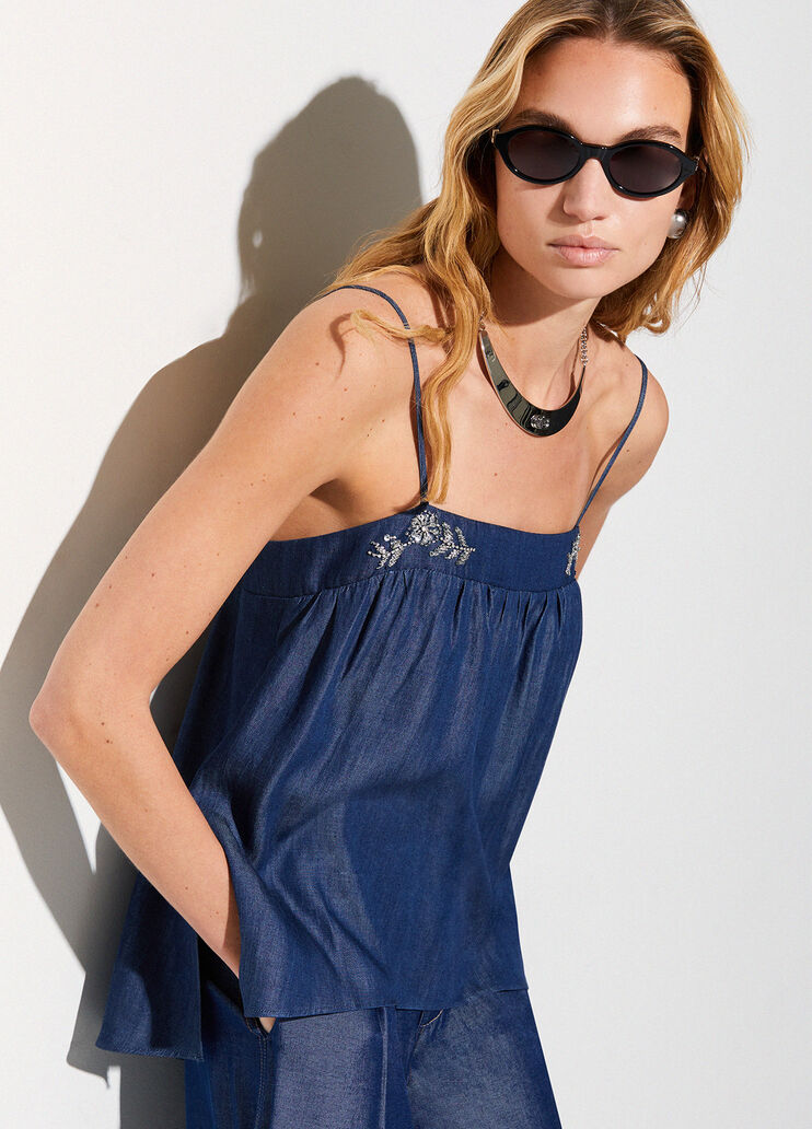 Mini abito in denim con castoni denim scuro Liu Jo - medium