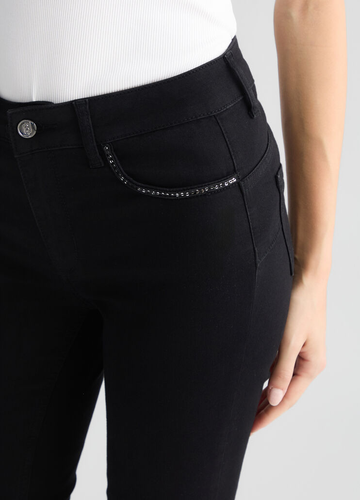 Skinny jeans with rhinestones black denim Liu Jo - medium